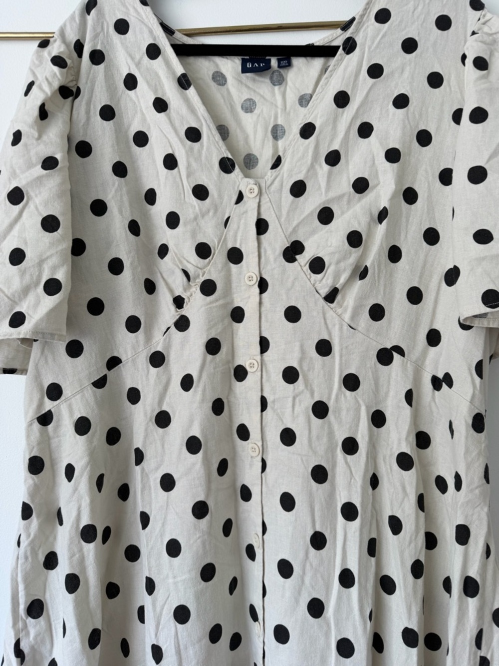 GAP Cream Midi Dress with Black Polka Dots - Picture 2 of 3